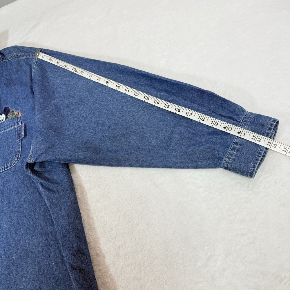 Vtg Y2K Micky Unlimited Embroidered Denim Shirt Womans 26/28 Disney Corduroy - Picture 14 of 14